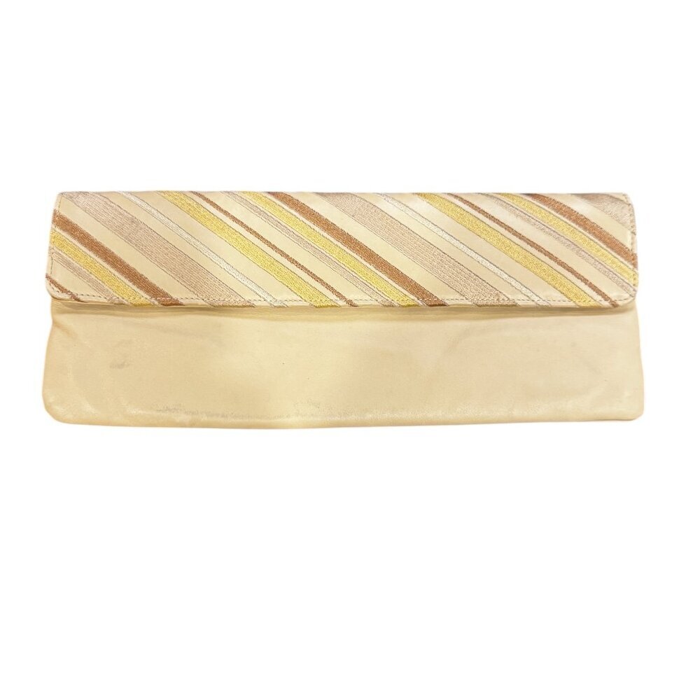 Jennifer Scott Striped Leather Clutch Bag